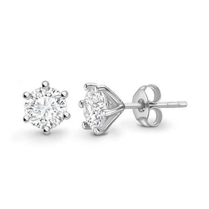 Bespoke 18K White Gold Round Brilliant Cut Diamond Stud Earrings 0.60 To 1.00 CTW- G/VS2 - Pobjoy Diamonds