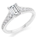 950 Palladium Emerald & Round Cut 1.45 CTW Diamond Engagement Ring - F/VS - Pobjoy Diamonds