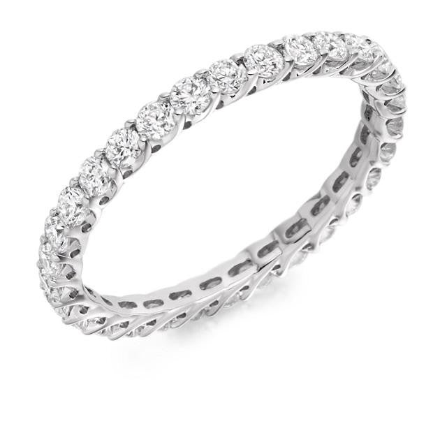 Claw Set Round Brilliant Cut Diamond Full Eternity 1.00 Carat - Pobjoy Diamonds