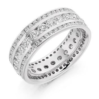Three Row Round Brilliant Cut Diamond Full Eternity 2.60 Carat - Pobjoy Diamonds