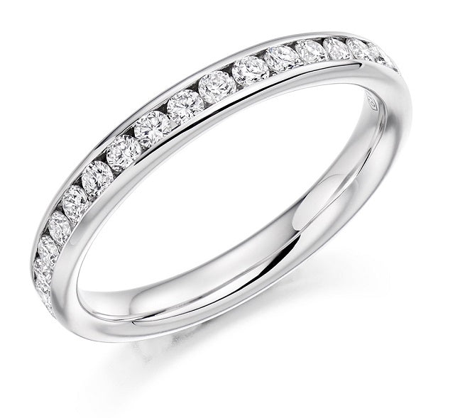 Channel Set Round Brilliant Cut Diamond Full Eternity 0.75 Carat - Pobjoy Diamonds