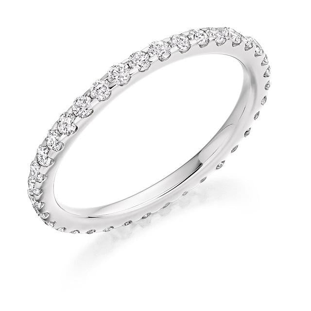 Claw Set Round Brilliant Cut Diamond Full Eternity 0.60 Carat - Pobjoy Diamonds