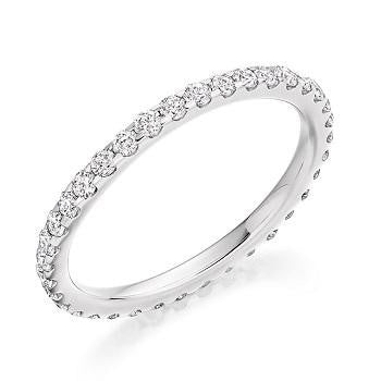 Claw Set Round Brilliant Cut Diamond Full Eternity 0.60 Carat - Pobjoy Diamonds