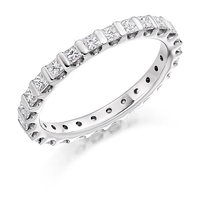 Bar Set Princess Cut Diamond Full Eternity 1.00 Carat - Pobjoy Diamonds