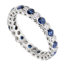 Load image into Gallery viewer, 18K White Gold Blue Sapphire &amp; Diamond Full Eternity Ring 1.90 CTW - Pobjoy Diamonds