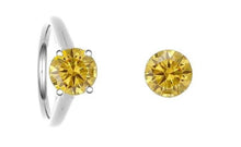 Load image into Gallery viewer, 18K Gold Round Cut Fancy Deep Orangey Yellow Diamond Solitaire Ring 0.25 Carat - Pobjoy Diamonds
