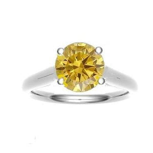 18K Gold Round Cut Fancy Deep Orangey Yellow Diamond Solitaire Ring 0.25 Carat - Pobjoy Diamonds