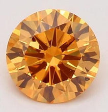 Load image into Gallery viewer, 18K Gold Round Cut Fancy Orange Intense Yellow Diamond Solitaire Ring 0.40 Carat - Pobjoy Diamonds