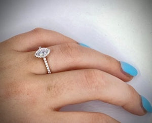 Marquise Cut 0.60 CTW Diamond Halo & Shoulders Engagement Ring D/VS-Santorini - Pobjoy Diamonds