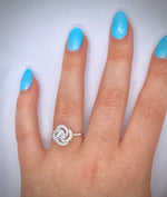 950 Palladium Diamond Halo & Shoulders Cluster Engagement Ring 0.95 CTW - Pobjoy Diamonds