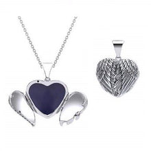 Load image into Gallery viewer, Sterling Silver Engraved Heart Locket With Blue Inset