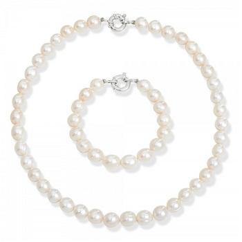 White Freshwater Cultured Baroque Pearl Necklace & Bracelet Set - Pobjoy Diamonds