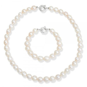 White Freshwater Cultured Baroque Pearl Necklace & Bracelet Set - Pobjoy Diamonds