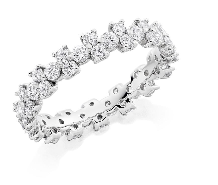 18K Gold 1.50 CTW Round Cut Diamond Full Eternity Ring - Pobjoy Diamonds