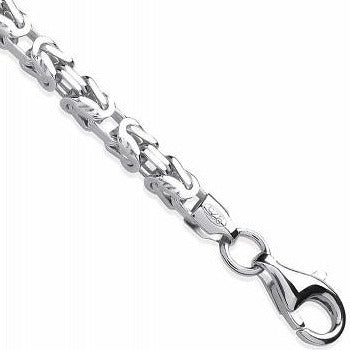 Gents Square Byzantine Silver Neck Chain - Pobjoy Diamonds