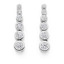 Load image into Gallery viewer, 18K gold graduated 1.20 carat total weight diamond drop ladies earrings 
