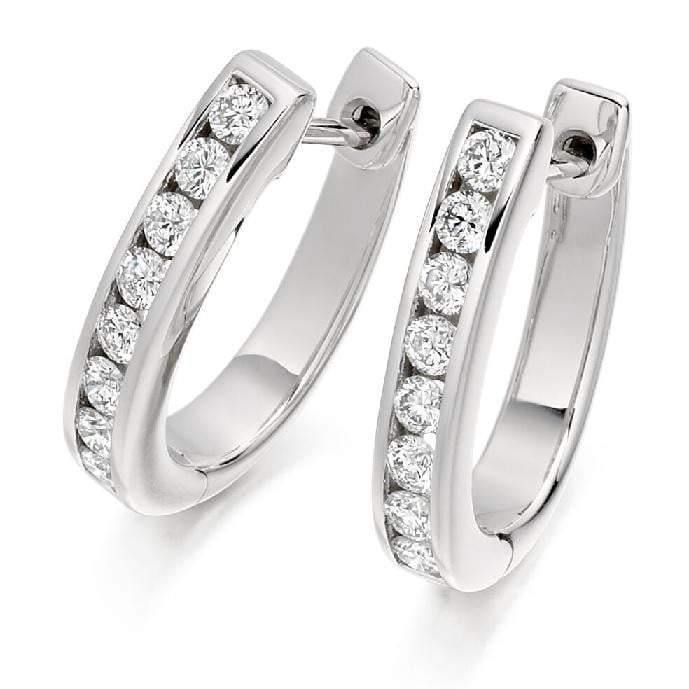 Gold & Princess Cut 0.55 CTW  Diamond Hoop Earrings - Pobjoy Diamonds
