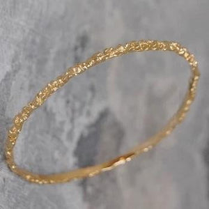 Handmade Rugged Effect Gold Plated On Silver Bracelet