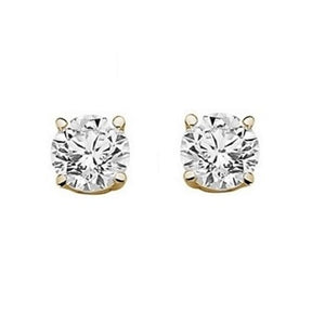 GIA Gold Round Brilliant Cut Diamond Stud Earrings 0.60 To 1.00 CTW- F/VS2 - Pobjoy Diamonds