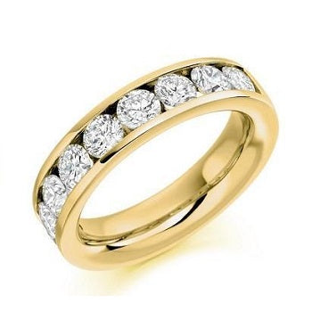 18K Yellow Gold Channel Set Diamond Full Eternity Ring 4.00 CTW - Pobjoy Diamonds