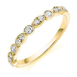 Rubover & Grain Set Diamond Half Eternity Ring 0.35 Carat - Pobjoy Diamonds