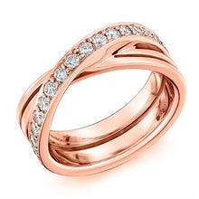 Load image into Gallery viewer, Grain Set Shaped &amp; Curved Triple Band  Diamond Half Eternity 0.60 Carat - Pobjoy Diamonds