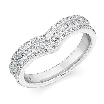 Channel Set Curved Round & Baguette Cut Diamond Half Eternity 0.45 Carat - Pobjoy Diamonds