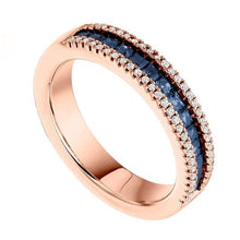 Load image into Gallery viewer, 18K Rose Gold Princess Cut Sapphire &amp; Diamond Half Eternity Ring - 0.85 CTW - Pobjoy Diamonds