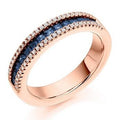 18K Rose Gold Princess Cut Sapphire & Diamond Half Eternity Ring - 0.85 CTW - Pobjoy Diamonds