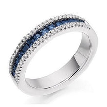 Load image into Gallery viewer, 950 Platinum Princess Cut Sapphire &amp; Diamond Half Eternity Ring
