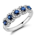 950 Platinum Vintage Style Blue Sapphire & Diamond Half Eternity Ring 0.85 CTW - Pobjoy Diamonds