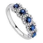 950 Platinum Vintage Style Blue Sapphire & Diamond Half Eternity Ring 0.85 CTW - Pobjoy Diamonds