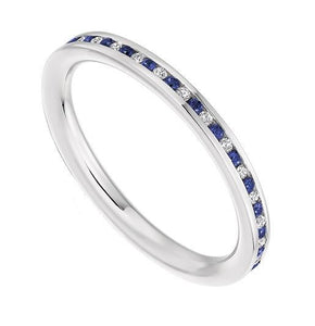 18K White Gold Sapphire & Diamond Full Eternity Ring - 0.36 CTW - Pobjoy Diamonds
