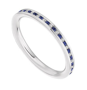 950 Platinum Sapphire & Diamond Full Eternity Ring - 0.36 CTW - Pobjoy Diamonds