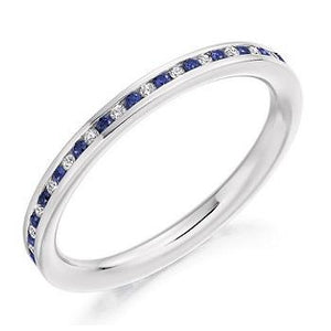 18K White Gold Sapphire & Diamond Full Eternity Ring - 0.36 CTW - Pobjoy Diamonds