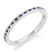Load image into Gallery viewer, 9K White Gold Sapphire &amp; Diamond Full Eternity Ring - 0.36 CTW - Pobjoy Diamonds