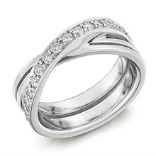Load image into Gallery viewer, Grain Set Shaped &amp; Curved Triple Band  Diamond Half Eternity 0.60 Carat - Pobjoy Diamonds