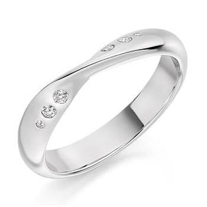 18K White Gold 0.10 CTW Diamond Twisted Half Eternity Ring - Pobjoy Diamonds