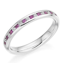 Load image into Gallery viewer, 18K White Gold Pink Sapphire &amp; Diamond Half Eternity Ring - 0.27 CTW - Pobjoy Diamonds