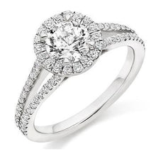 Load image into Gallery viewer, 18K White Gold Diamond Halo &amp; Shoulders Engagement Ring 1.35 CTW - Trapani F-VS1 - Pobjoy Diamonds