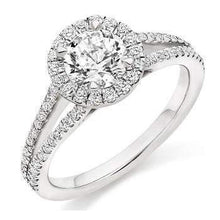Load image into Gallery viewer, 18K Gold Diamond Halo &amp; Shoulders Engagement Ring 1.65 CTW - Trapani F-VS1 - Pobjoy Diamonds