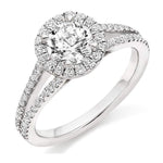 18K Gold Diamond Halo & Shoulders Engagement Ring 1.65 CTW - Trapani F-VS1 - Pobjoy Diamonds