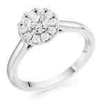 950 Platinum 0.68 CTW Diamond Halo Ring F-G/VS