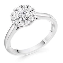 Load image into Gallery viewer, 950 Platinum 0.68 CTW Diamond Halo Ring F-G/VS