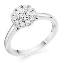 Load image into Gallery viewer, 950 Platinum 0.68 CTW Diamond Halo Ring F-G/VS
