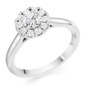 950 Platinum 0.68 CTW Diamond Halo Ring F-G/VS