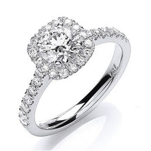 Load image into Gallery viewer, 18K White Gold Round Brilliant 1.00 CTW Diamond Shoulder Set Engagement Ring - G/Si1 - Pobjoy Diamonds