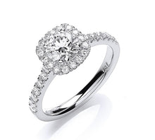 Load image into Gallery viewer, 18K White Gold Round Brilliant 1.00 CTW Diamond Shoulder Set Engagement Ring - G/Si1 - Pobjoy Diamonds