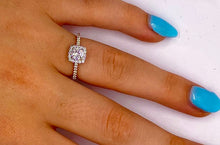 Load image into Gallery viewer, 18K Gold Round Brilliant Cut 0.75 CTW Halo Diamond Engagement Ring F/VS2 - Pobjoy Diamonds