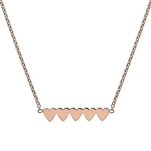 9K Rose Gold Five Heart Ladies Pendant Necklace - Pobjoy Diamonds